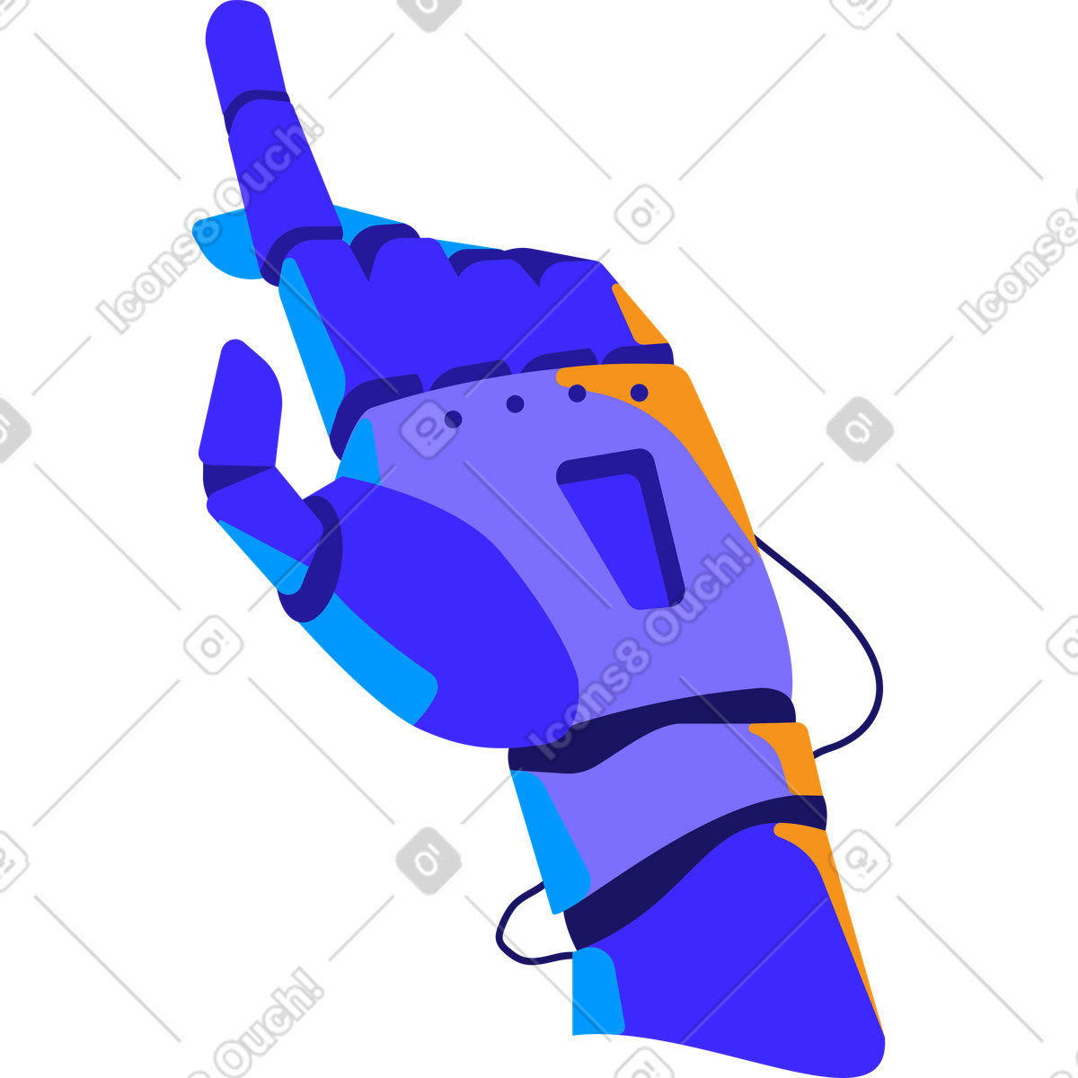 Mano di un robot umanoide in gesto puntamento illustrazione stile Worky scarica PNG, SVG