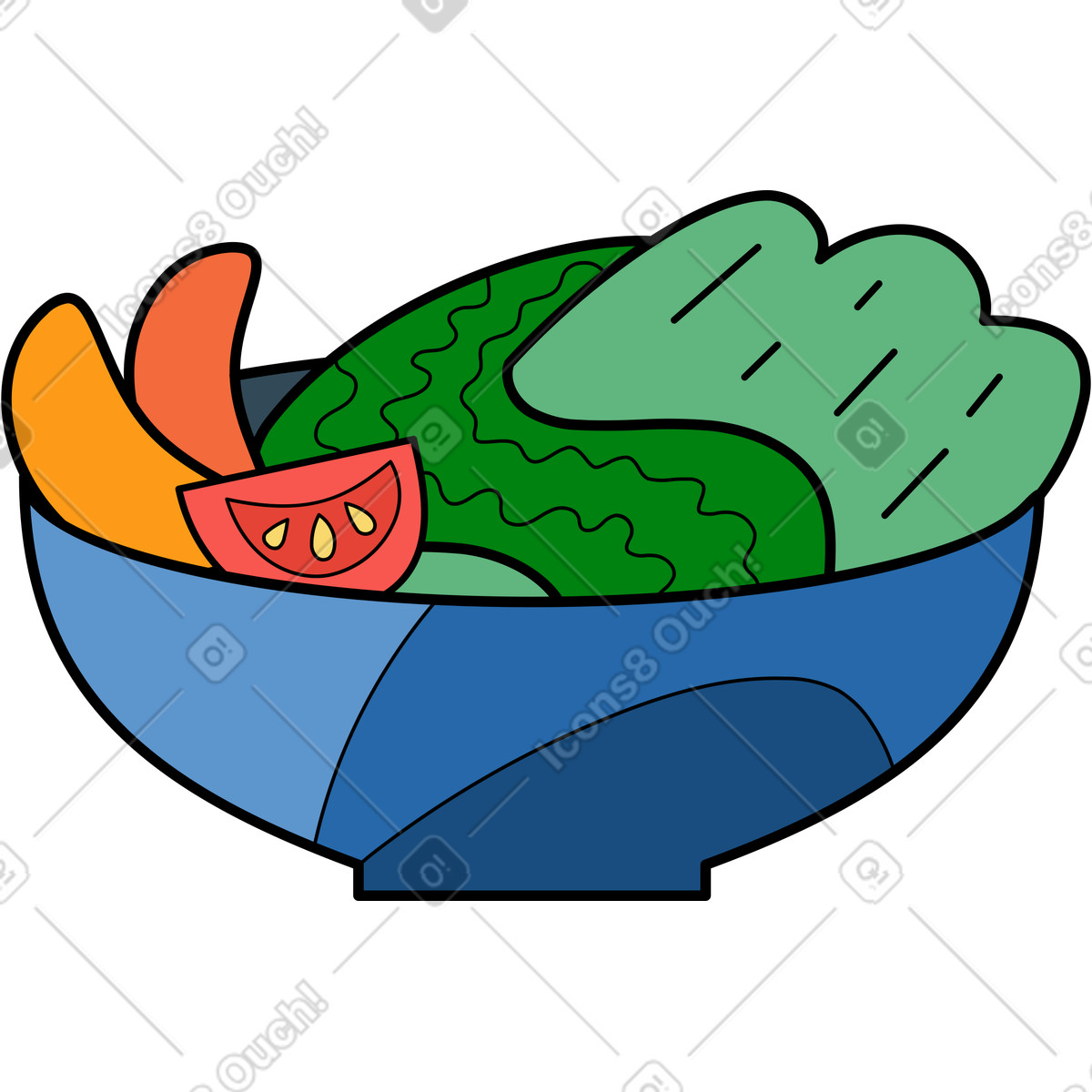 Ilustração de Salada vegetais em no estilo Surr para baixar em PNG, SVG