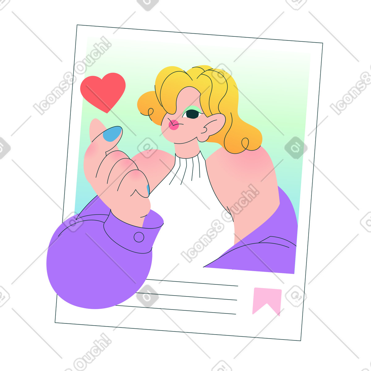 Post on social media with like gesture, sharing and interaction illustrazione animata in stile Florid scaricabile in GIF, Lottie (JSON), AE