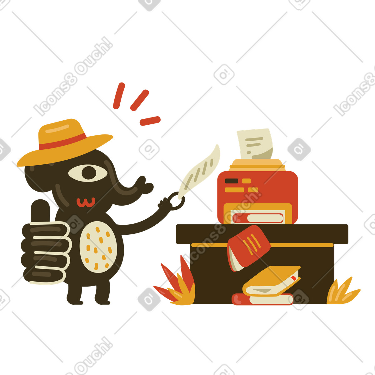 Illustration Recycler le vieux papier en nouveaux livres dans style Arabica à télécharger aux formats PNG, SVG