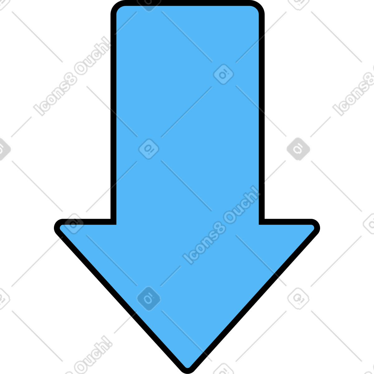 Down arrow illustration in Kindy style download in PNG, SVG