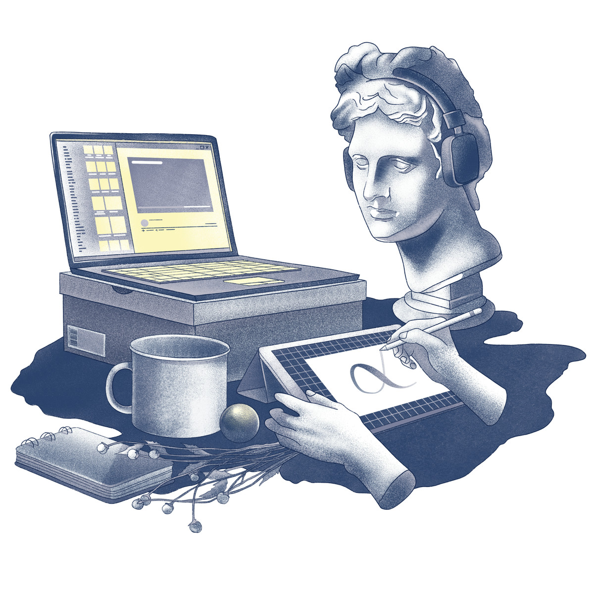 Ilustração de Local de trabalho do ilustrador digital em PNG e SVG
