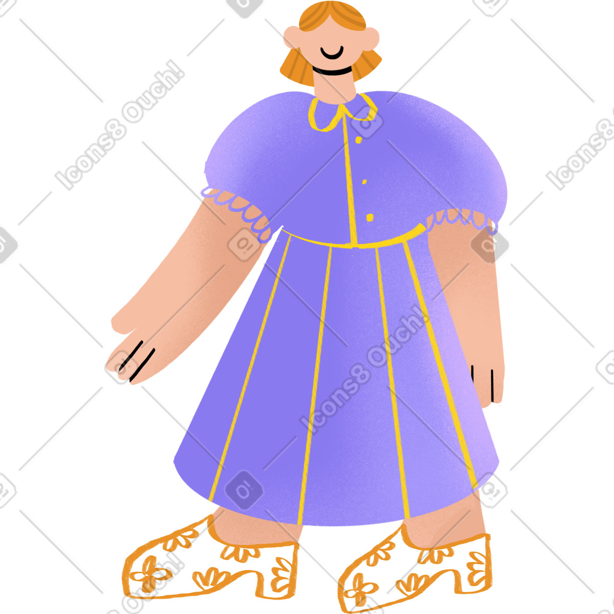 Woman walking in a purple dress illustrazione stile Bonny scarica PNG, SVG
