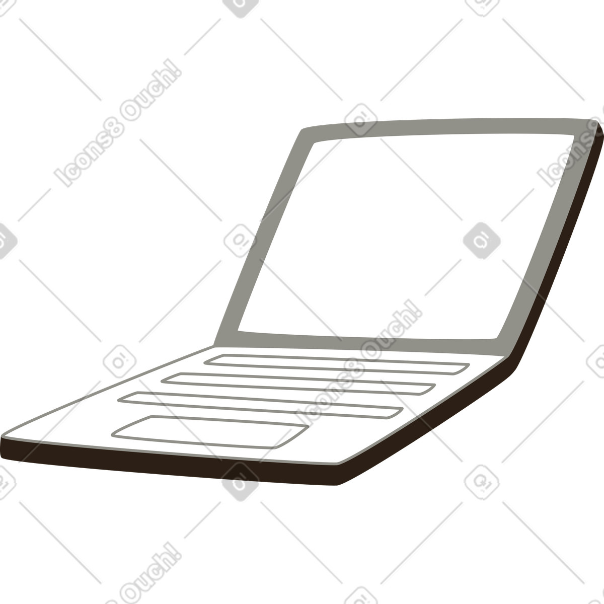 Gray laptop illustration in Plain style download in PNG, SVG