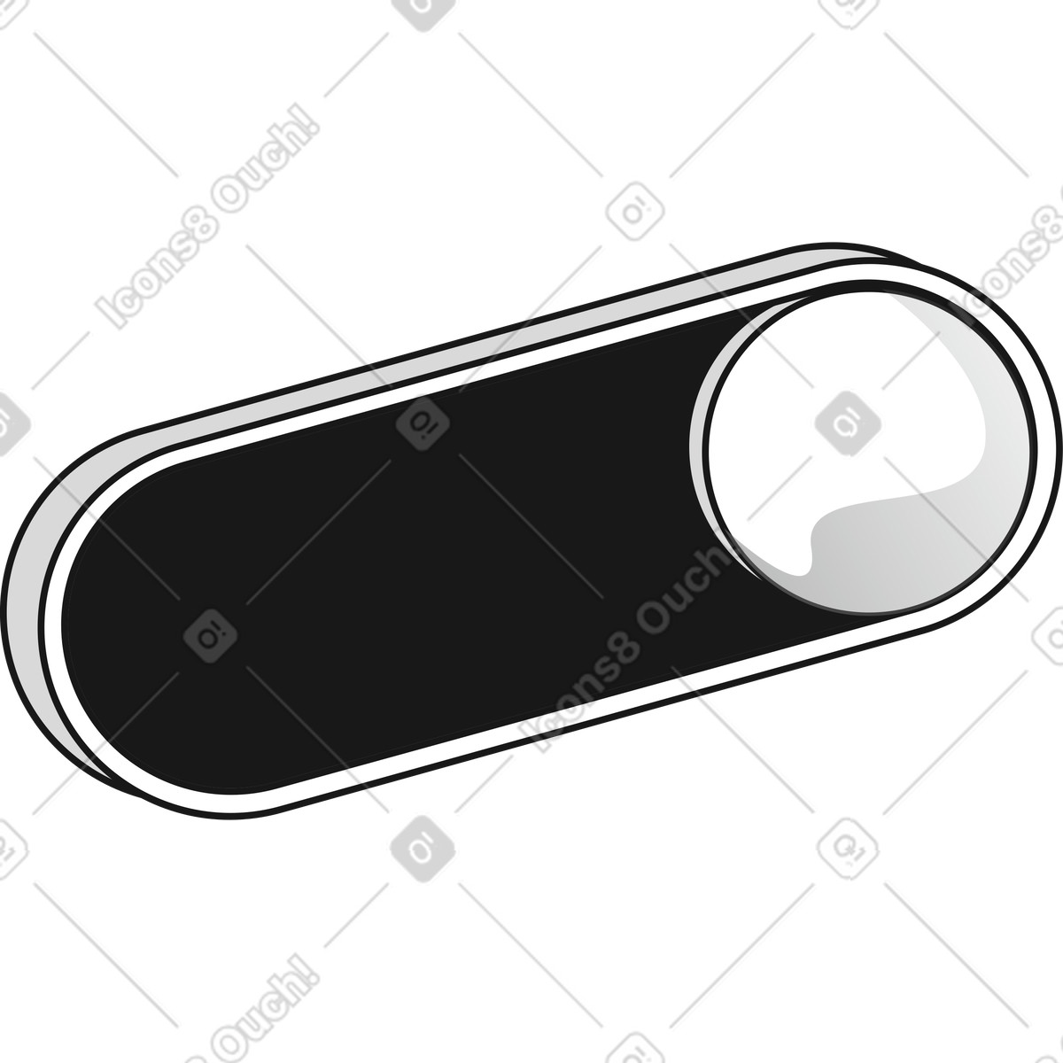 Black on sliding toggle button illustration in Futuristic style download in PNG, SVG