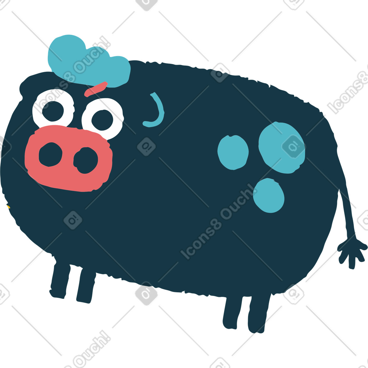 Kuh-Illustration im Flamenco-Stil als Download in PNG, SVG