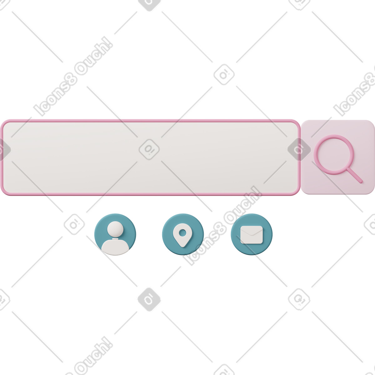 下载 3D Casual life 风格的 Search bar buttons 插画，支持 PNG、SVG 格式