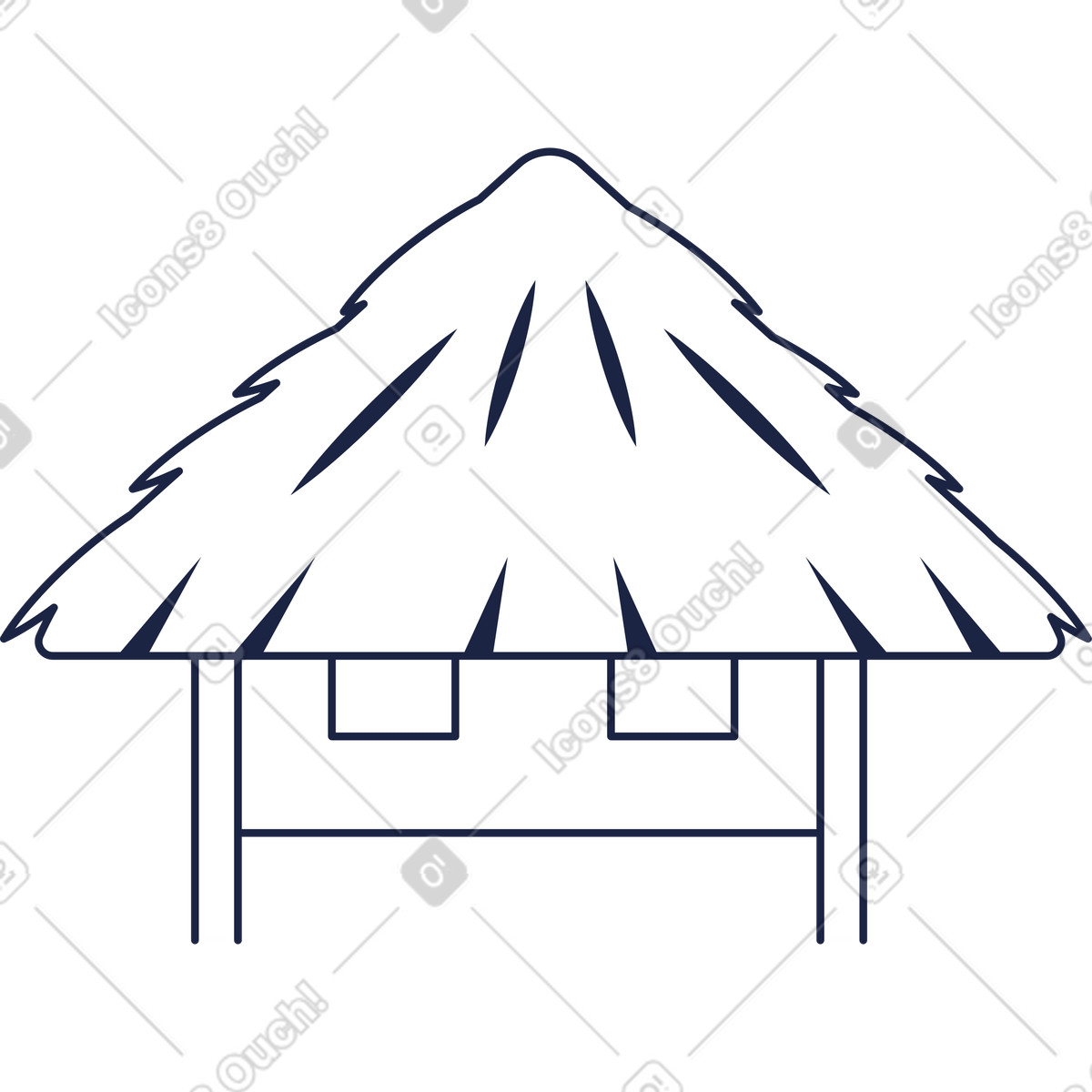 Haus mit reetdach-Illustration im Urban Line-Stil als Download in PNG, SVG