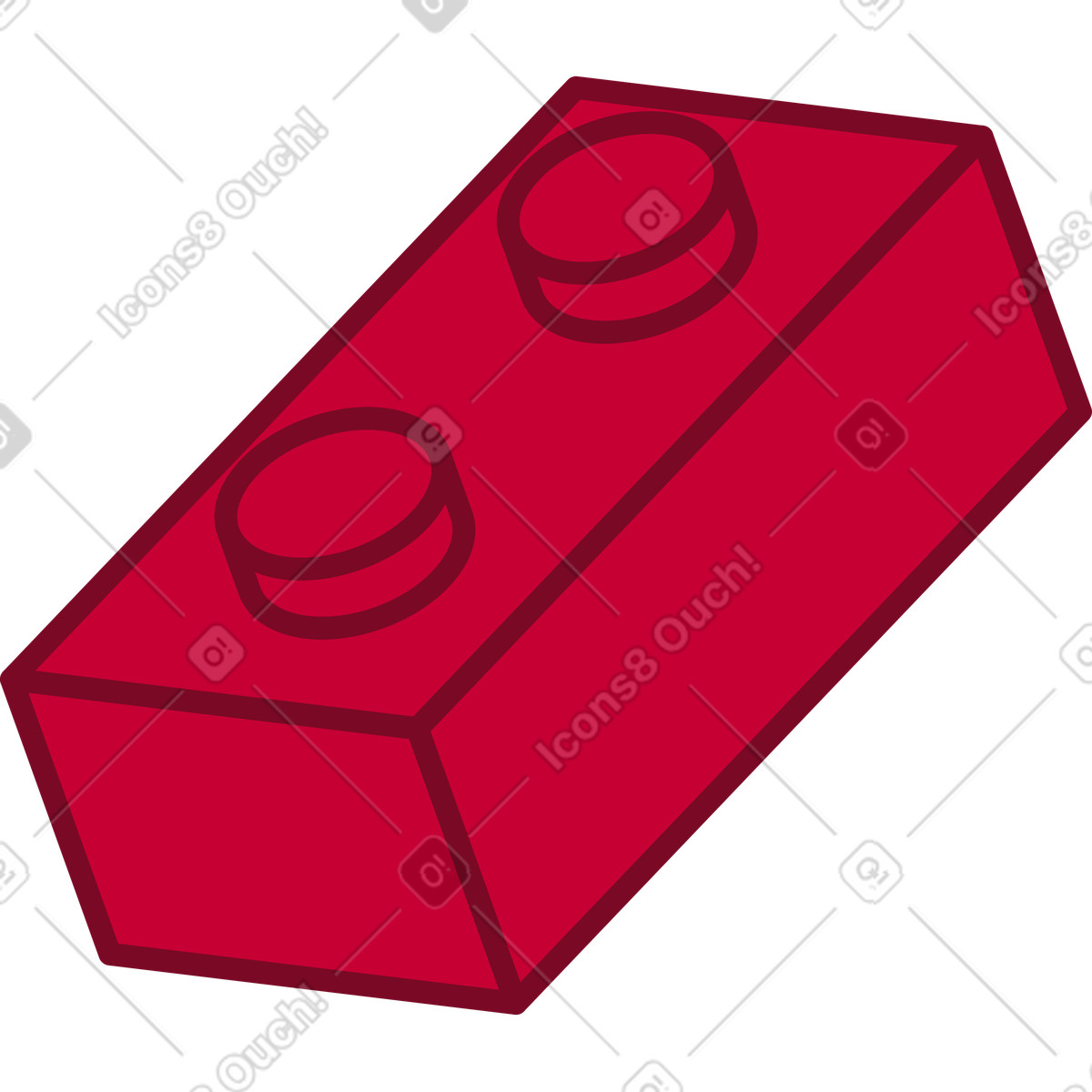 Lego brick red illustration in Santa Camp style download in PNG, SVG