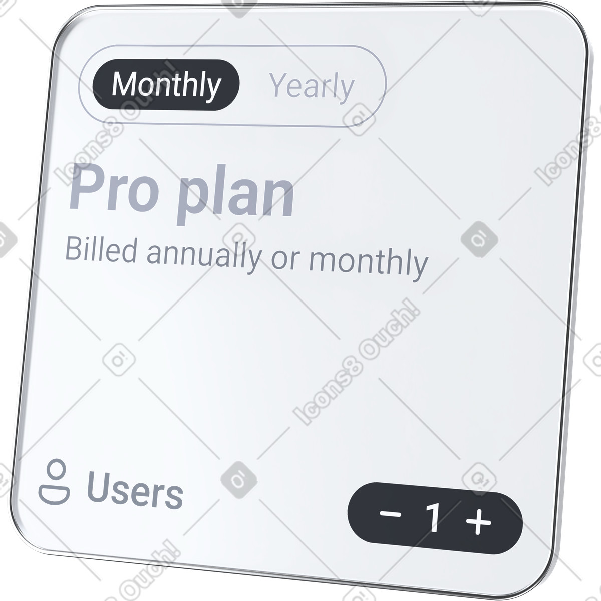 3D Pro 스타일의 Pricing plan toggle for monthly and yearly saas subscription options 일러스트레이션 PNG, SVG 다운로드
