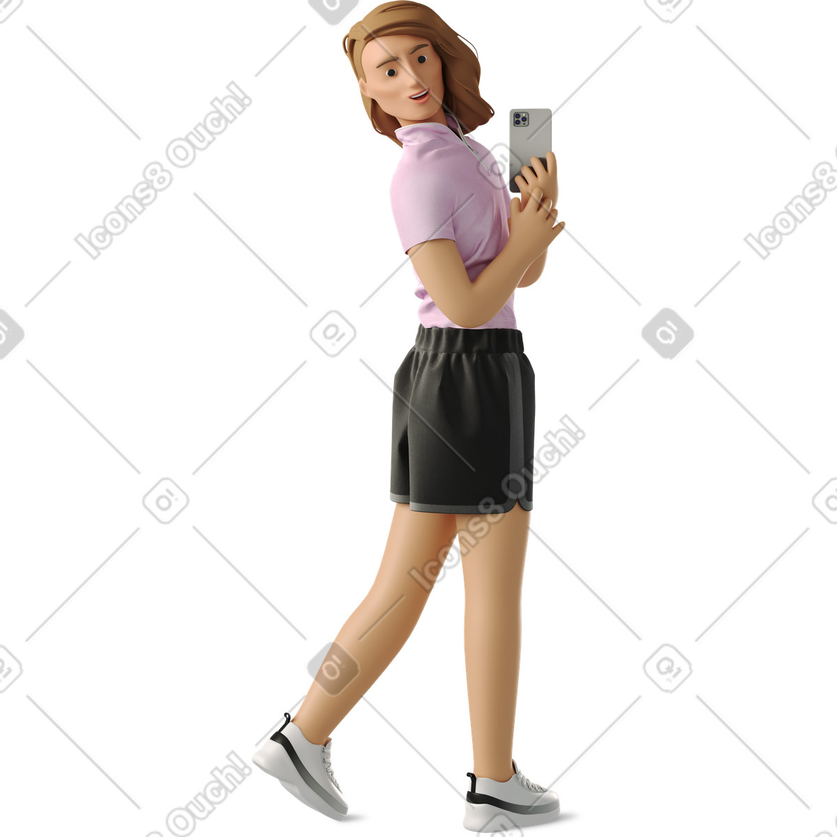 Nicht-binäre person, die ein selfie macht-Illustration im 3D Business-Stil als Download in PNG, SVG