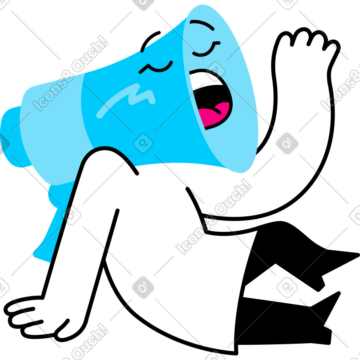 Figur mit megafonkopf, die etwas sagt-Illustration im Giggle-Stil als Download in PNG, SVG