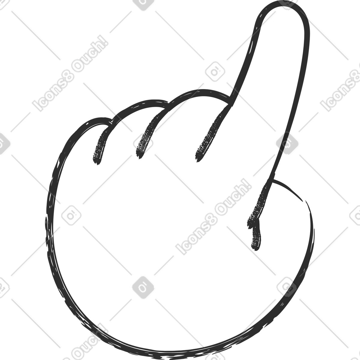 Hand zeigt mit dem finger-Illustration im Graphite-Stil als Download in PNG, SVG