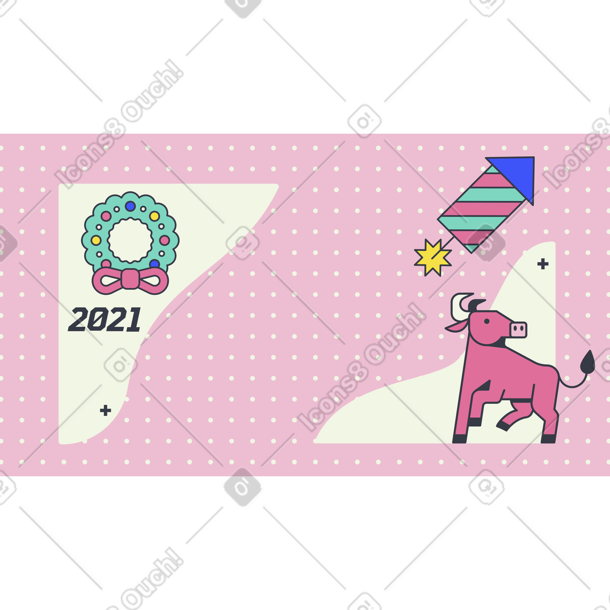 2021 Year background with bull illustration in Abstract style download in PNG, SVG