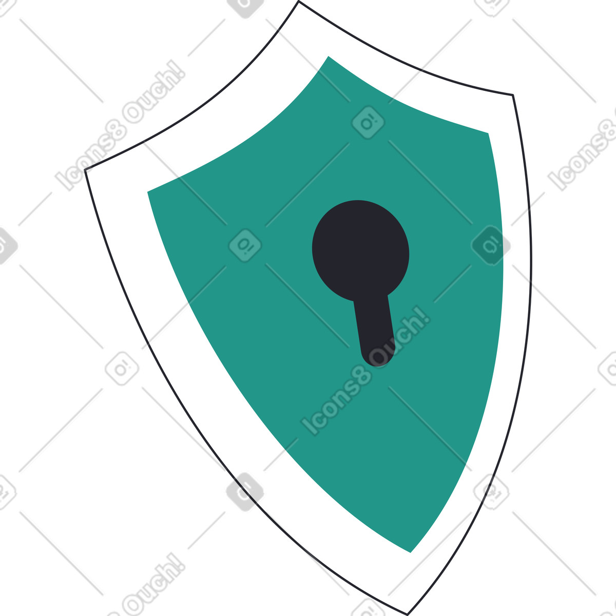Scudo con buco della serratura illustrazione in stile Boba scarica in PNG, SVG