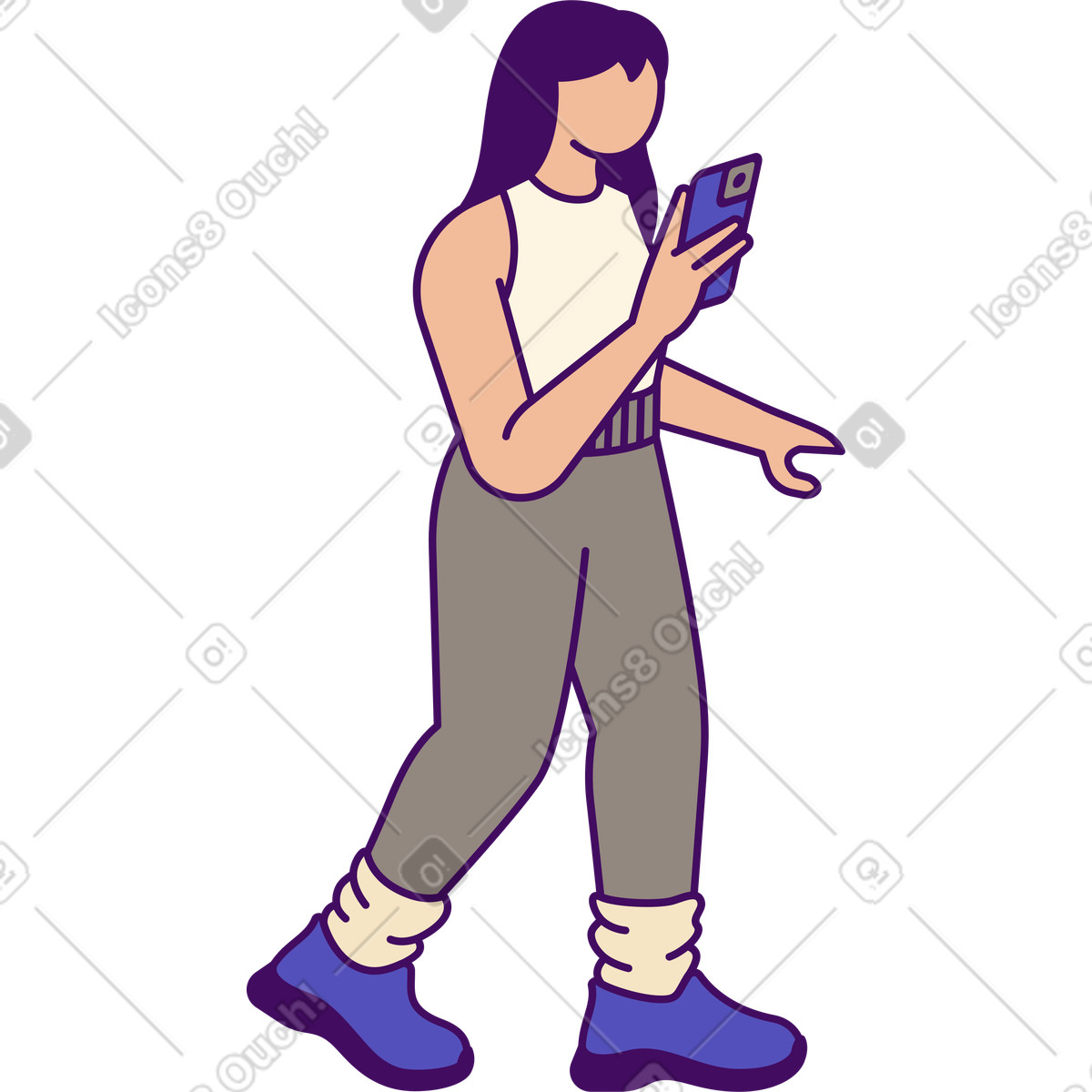 Woman with phone illustration in Simplistic style download in PNG, SVG