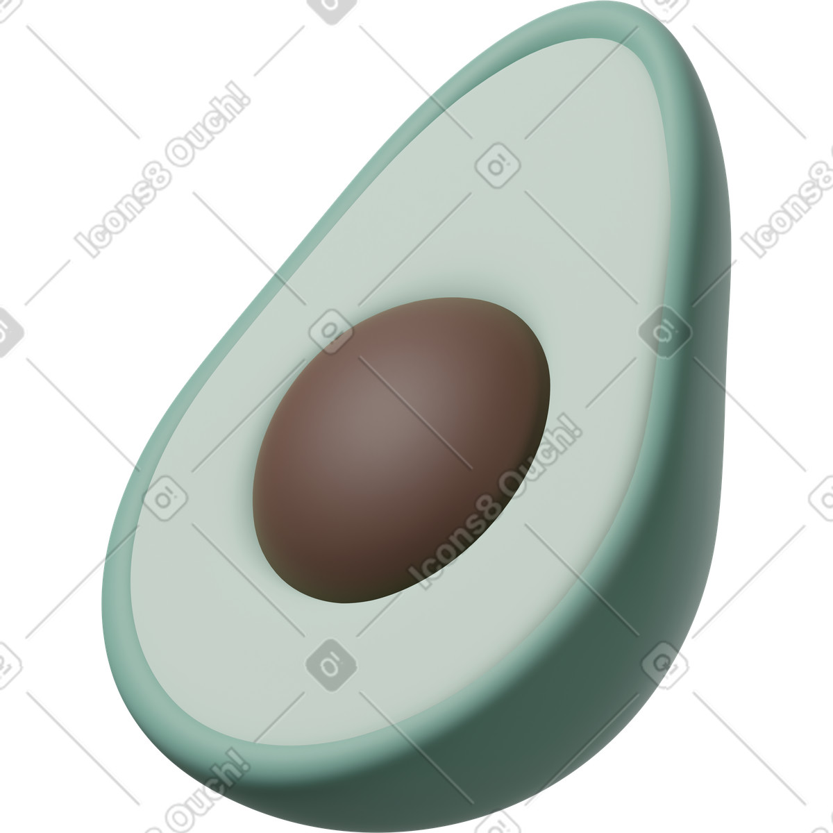 Half of avocado-Illustration im 3D Casual life-Stil als Download in PNG, SVG