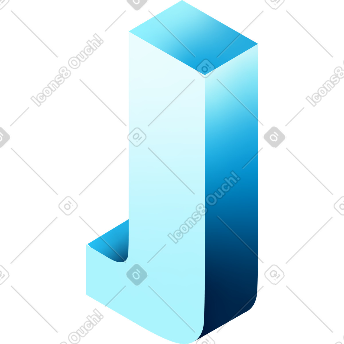 Isometric j letter illustration in PNG, SVG