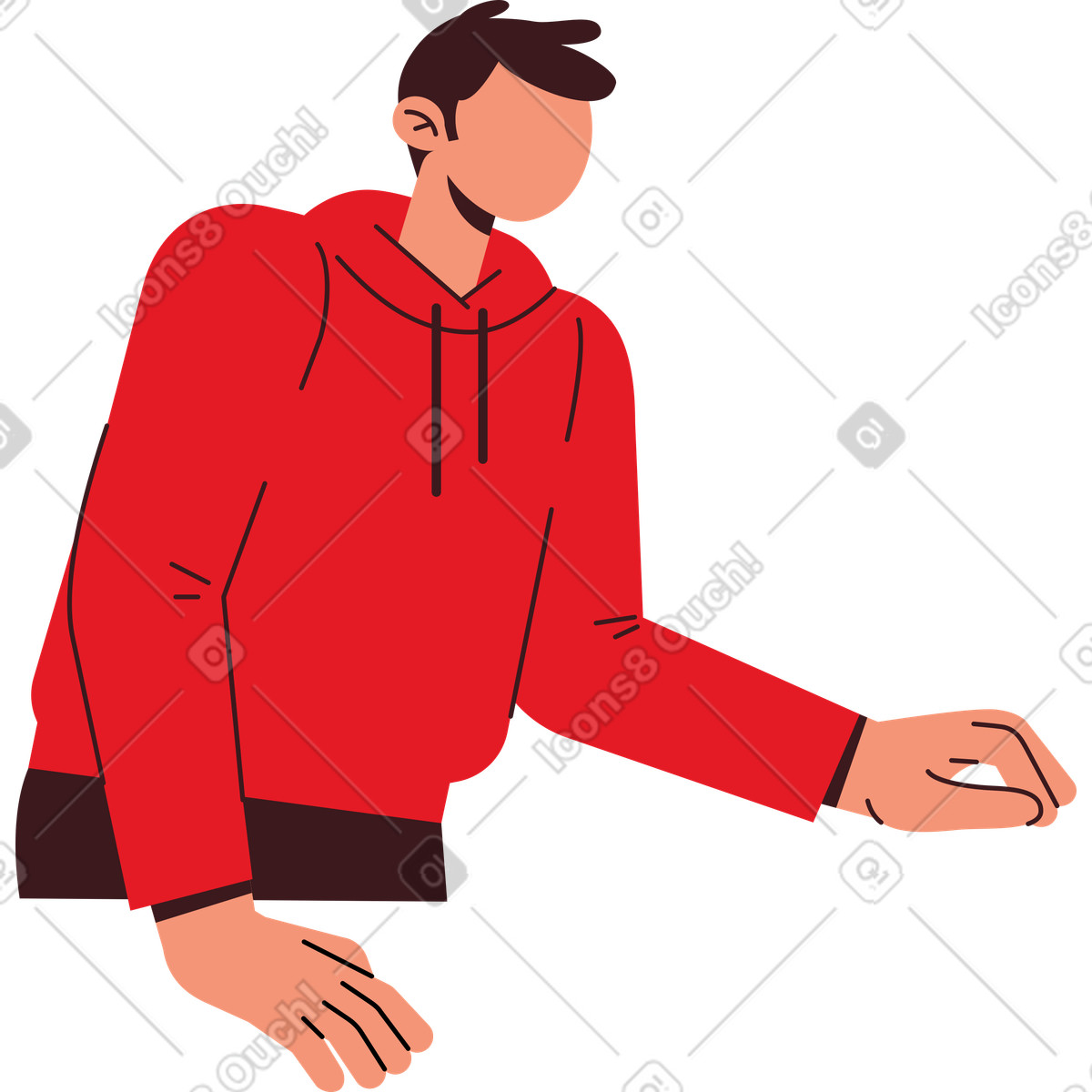 Man is standing leaning on his hand illustration in Folks style download in PNG, SVG