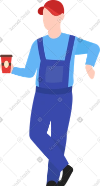 Worker with cup of coffee PNG, SVG