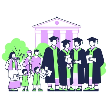 A graduation scene from the 1920s with graduates in vintage caps and gowns
