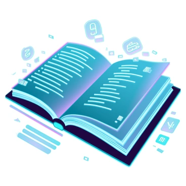 An open digital book with sleek, metallic pages displaying glowing entries and numbers. The text is bright and luminescent, casting a soft light in the surrounding area. The book is positioned on a futuristic surface with sleek designs and subtle reflections. Around the book, there are holographic symbols and data streams floating, creating an immersive digital atmosphere. The background features abstract shapes and patterns that enhance the high-tech feel of the scene.