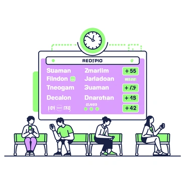 A digital timetable displaying train departures for various London destinations