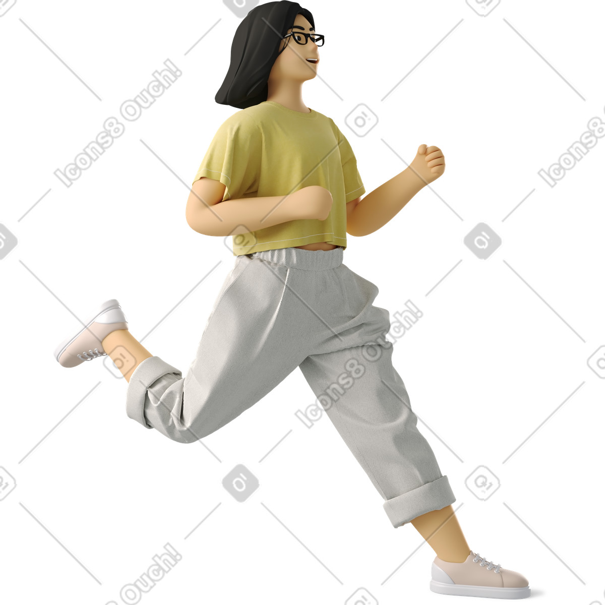 Ilustración Young woman running en estilo 3D Business a descargar en PNG y SVG