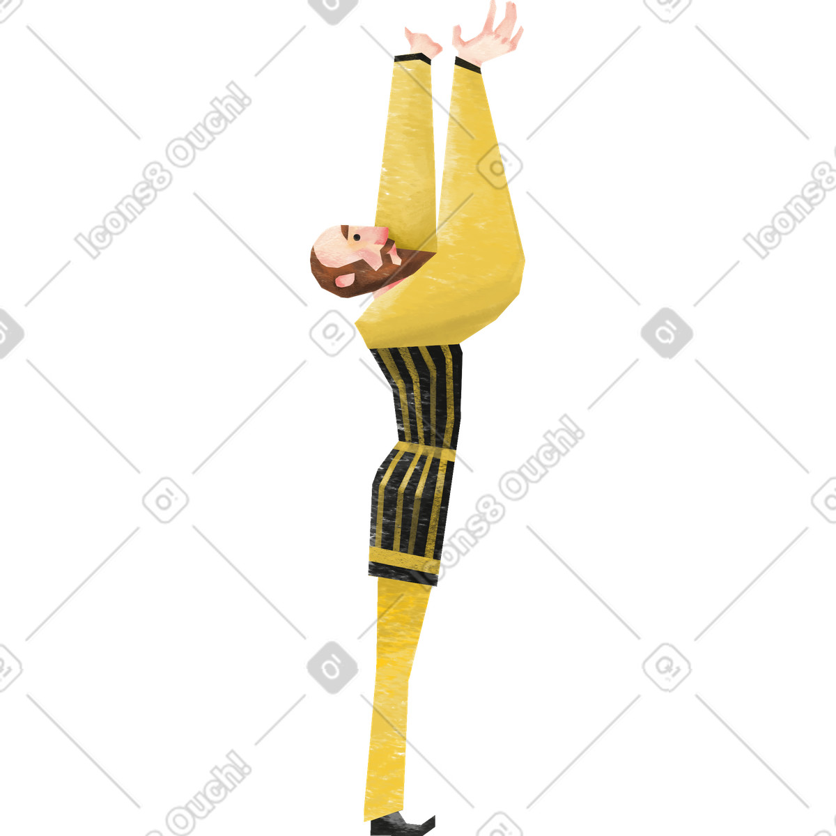 Ilustración Bearded man reaching for something with raised arms en estilo Family a descargar en PNG y SVG