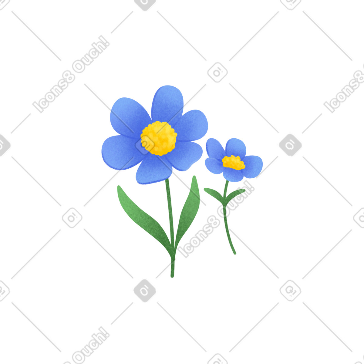 下载 Lettering 风格的 Blue flowers 插画，支持 PNG、SVG 格式