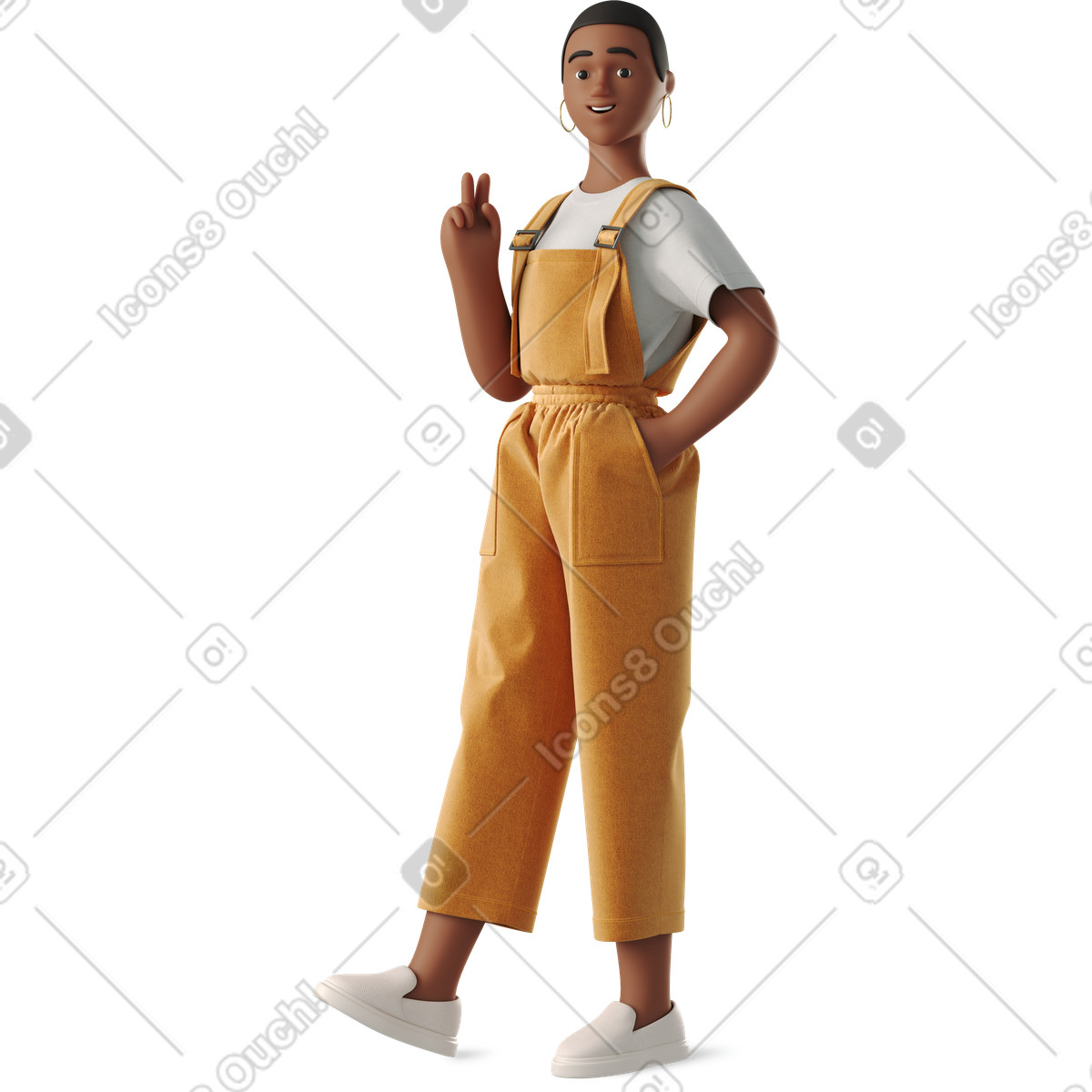 Young woman in overalls illustrazione stile 3D Business scarica PNG, SVG