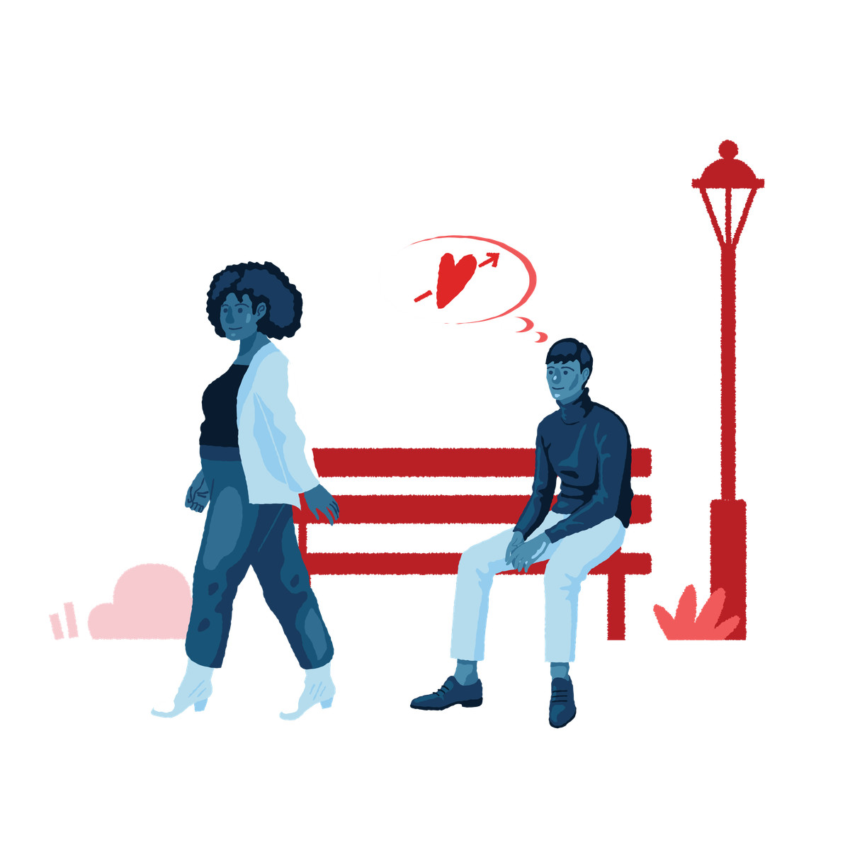 Falling in love with a stranger-Illustration im Cherry-Stil als Download PNG, SVG