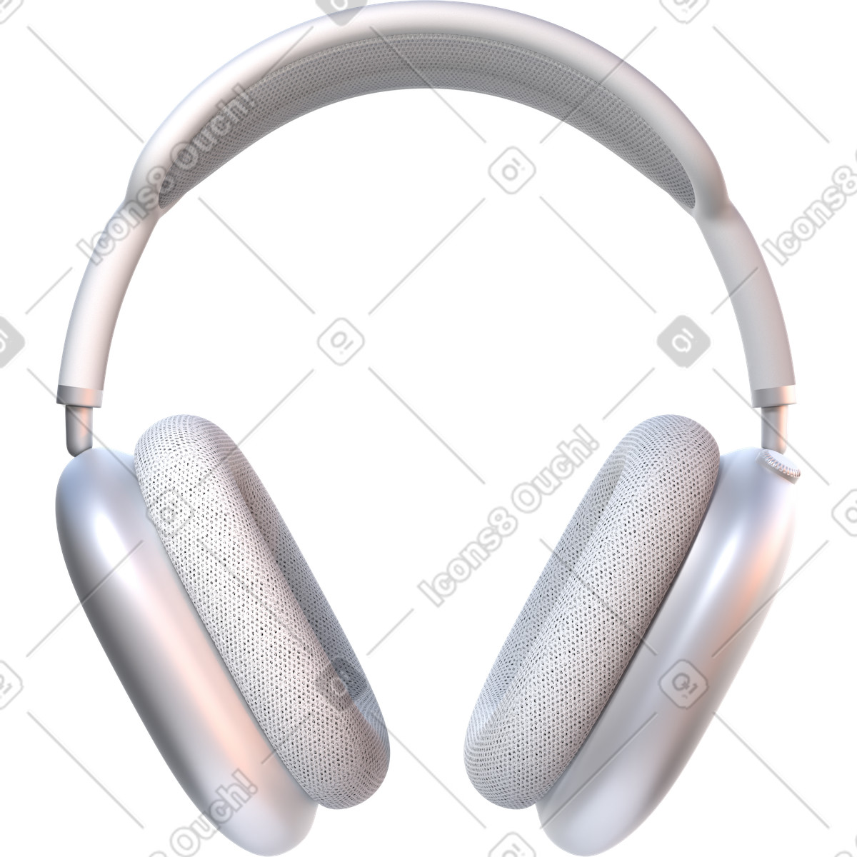 White headphones illustration in 3D Glassy style download in PNG, SVG