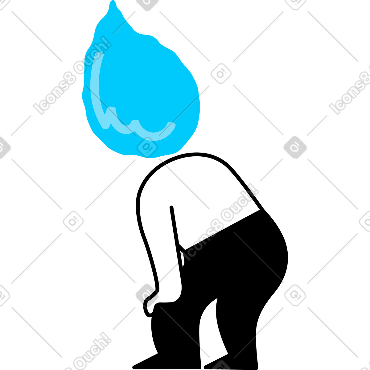 Illustration Character with a blob head dans le style Giggle à télécharger aux formats PNG, SVG
