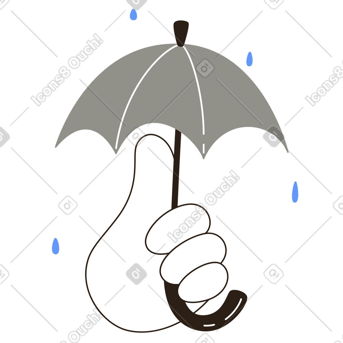 Hand holding umbrella in rain illustration risk management clipart image PNG SVG GIF