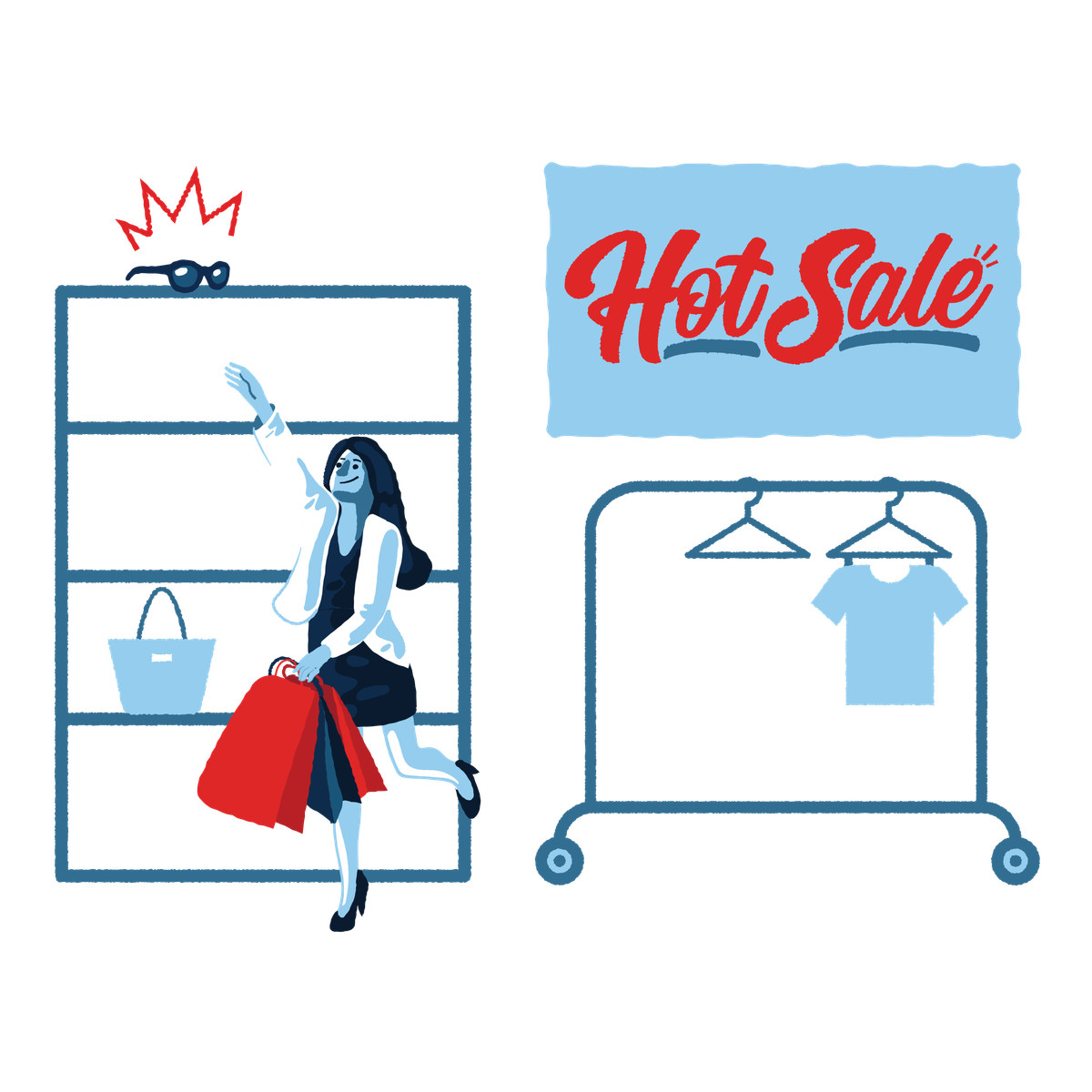 Woman shopping on hot sale illustration in PNG, SVG