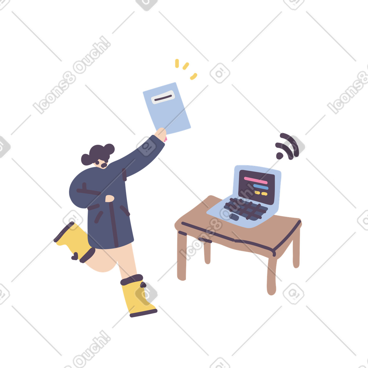 Sending assignment to professor email illustration in Pluto style download in PNG, SVG