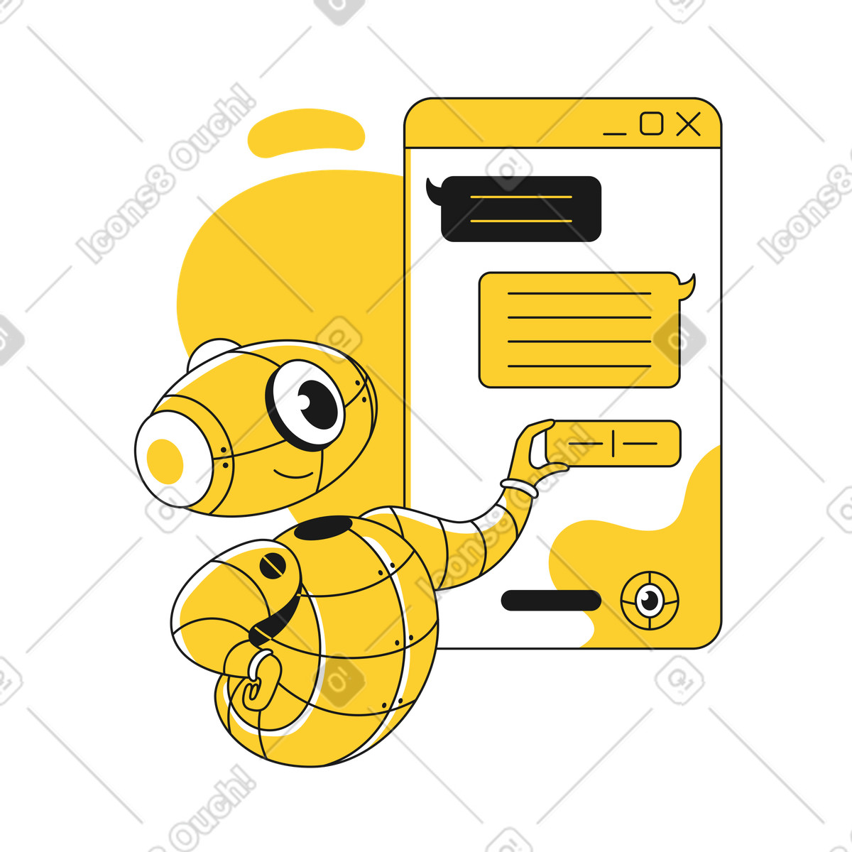 Chat window with bot illustration in Taxi style download in PNG, SVG