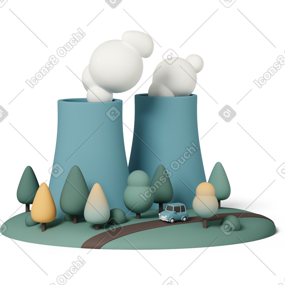 Cooling towers illustration in PNG, SVG