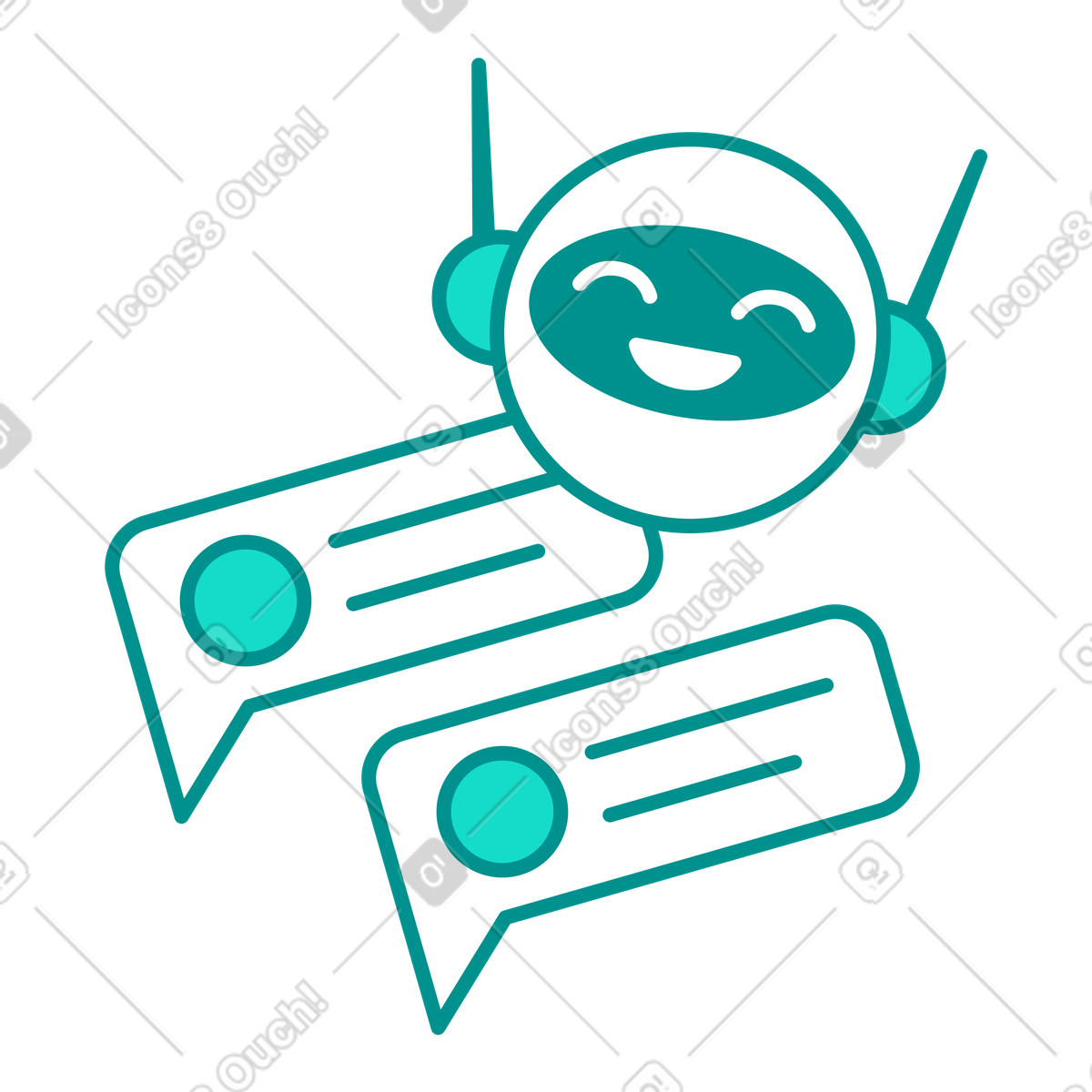 Intelligenter ki-chatbot-assistent für unternehmen-Illustration im Natty-Stil als Download in PNG, SVG