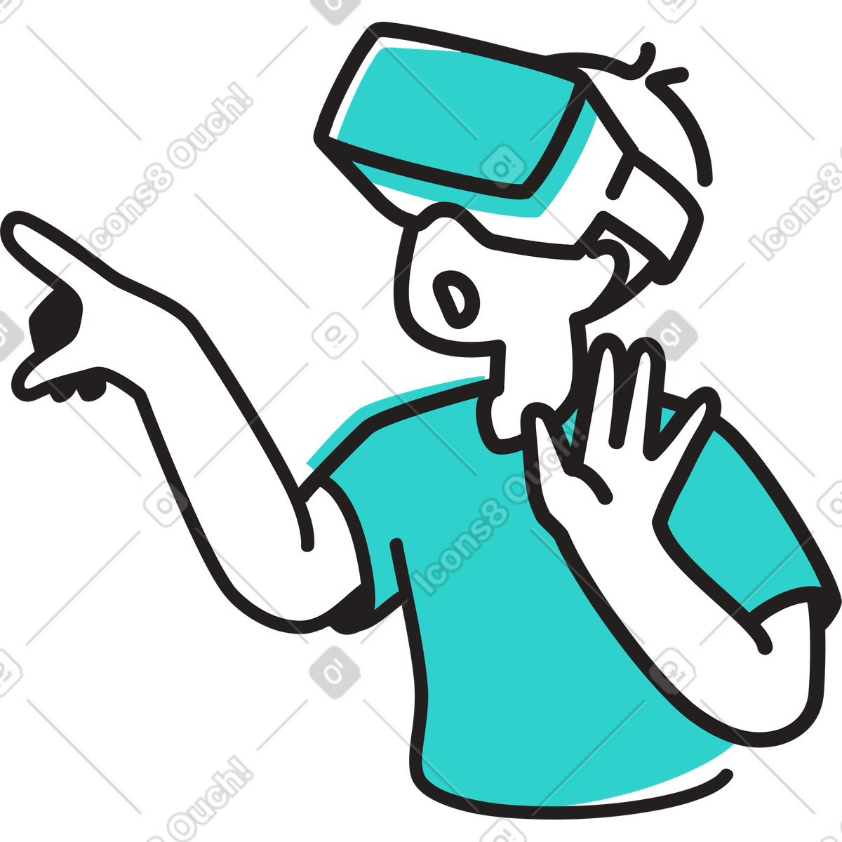Ilustración Hombre con gafas de realidad virtual en estilo Little a descargar en PNG y SVG