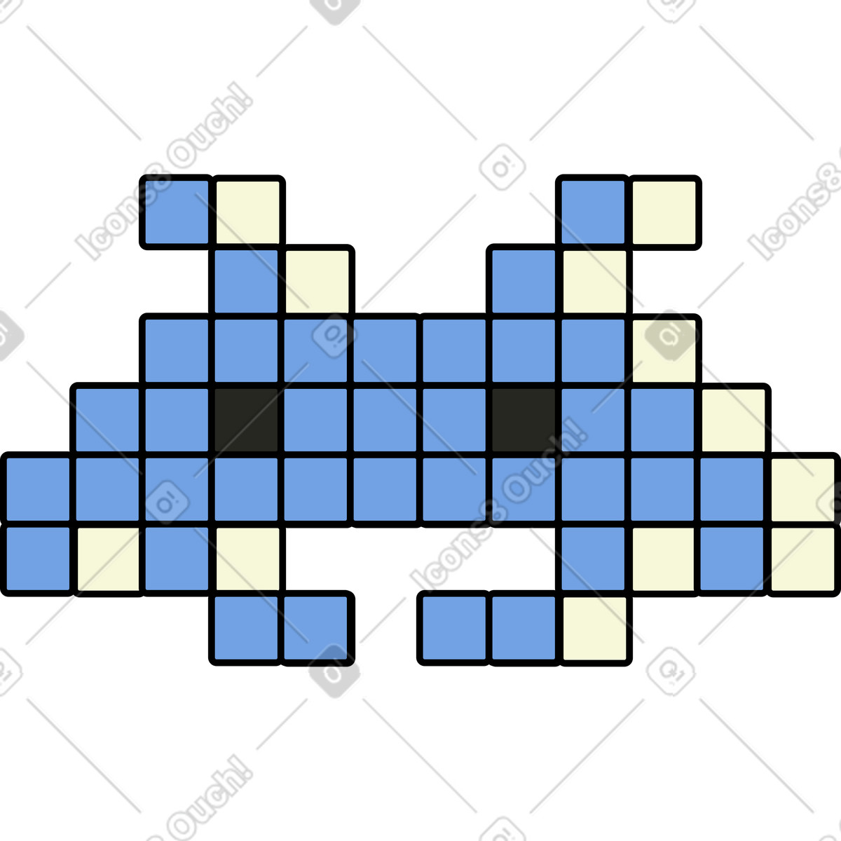 Außerirdisches blau-Illustration im Retro-Stil als Download in PNG, SVG