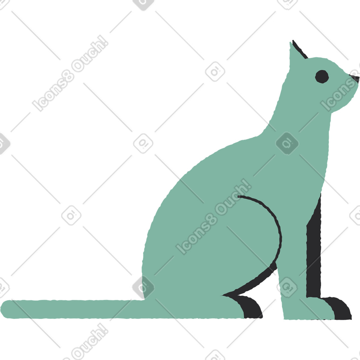 Ilustración Gato verde en estilo Pablo a descargar en PNG y SVG