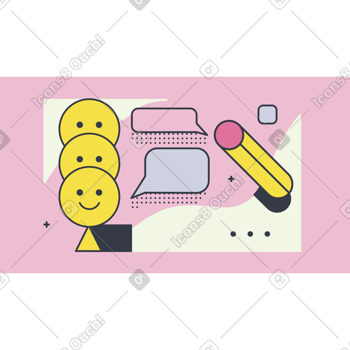 Chat Bubble Messaging Illustration, Happy Customer Feedback Illustration illustration in Abstract style download in PNG, SVG