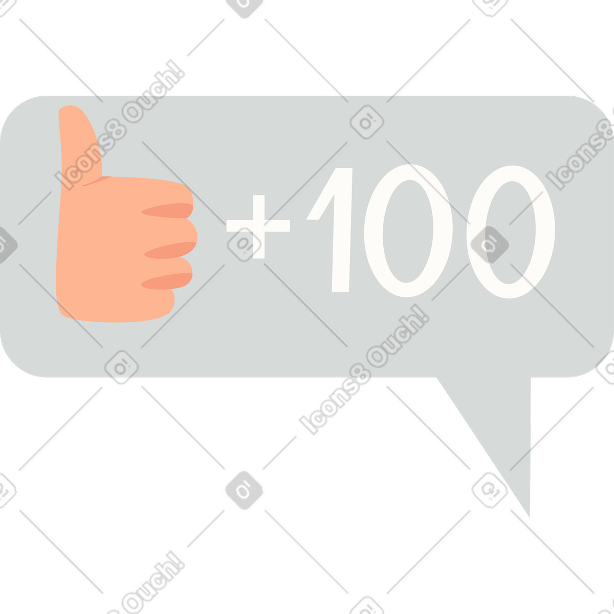 Illustration Cent pouces levés dans une bulle de dialogue le style Lagom à télécharger aux formats PNG, SVG
