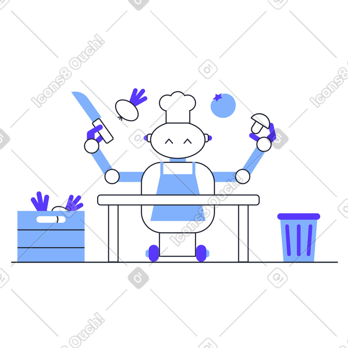 Illustration Robot-cuisinier dans le style Pablita à télécharger aux formats PNG, SVG