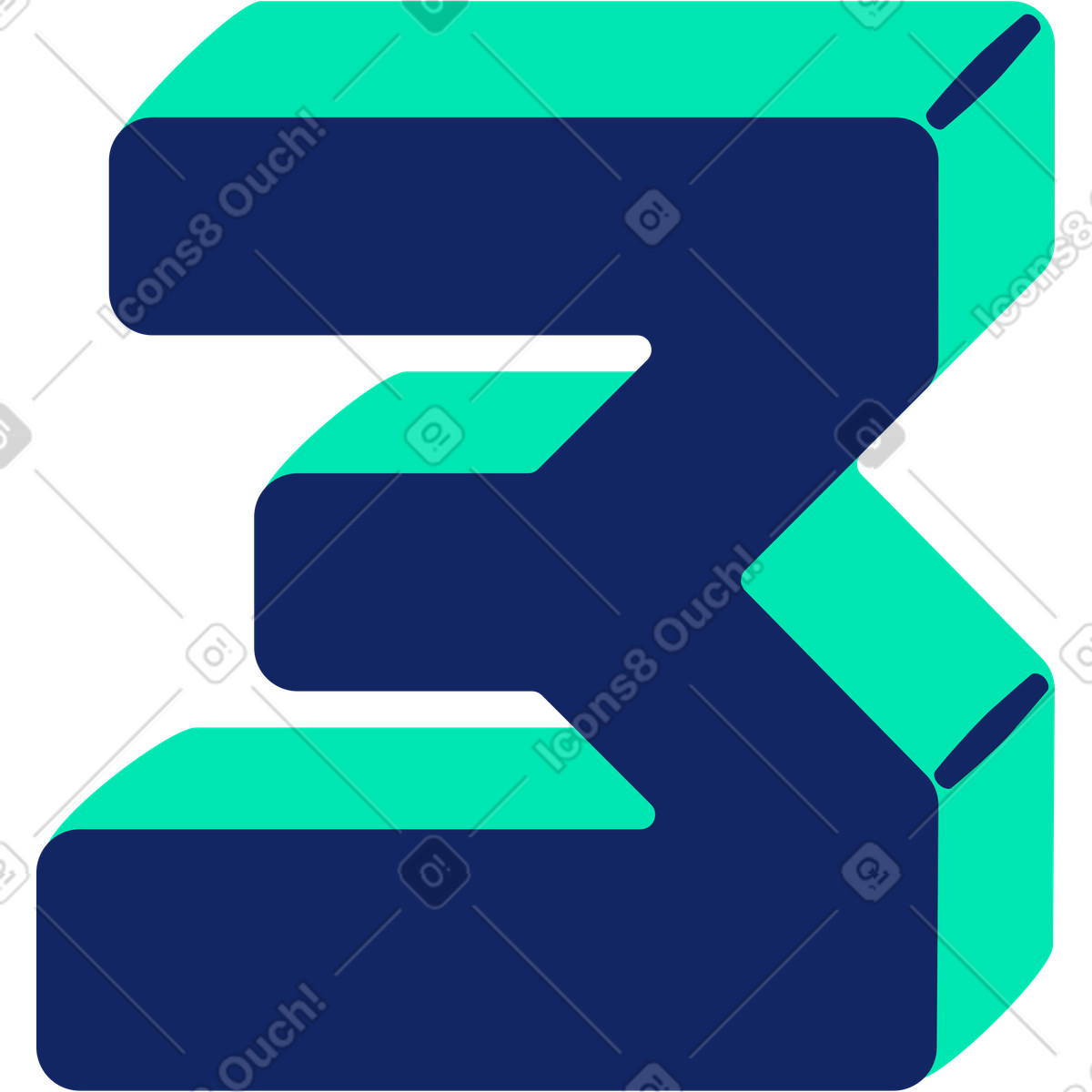 Number three illustration in Cyborg style download in PNG, SVG