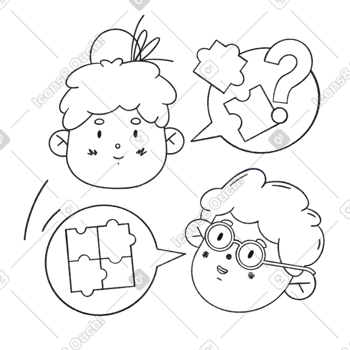 Arzt hilft jungen mädchen bei der behandlung psychologischer probleme-Illustration im Bonbon Line-Stil als Download in PNG, SVG