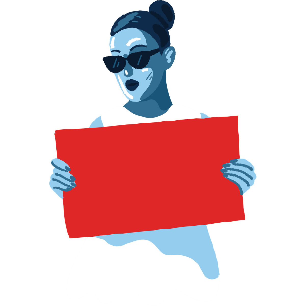 Ilustração de Woman with a poster em no estilo Cherry para baixar em PNG, SVG