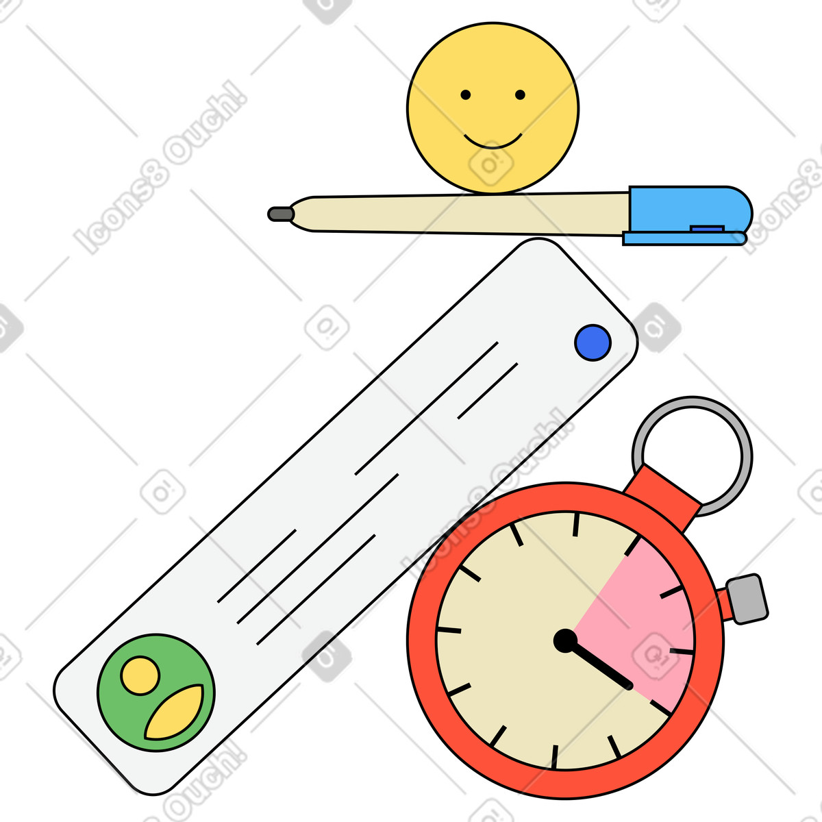Gestione del tempo con il cronometro illustrazione in stile Kindy scarica in PNG, SVG